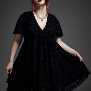 Torrid Nightfall Black Plaid Tiered Mini Dress Size 1 (14/16)